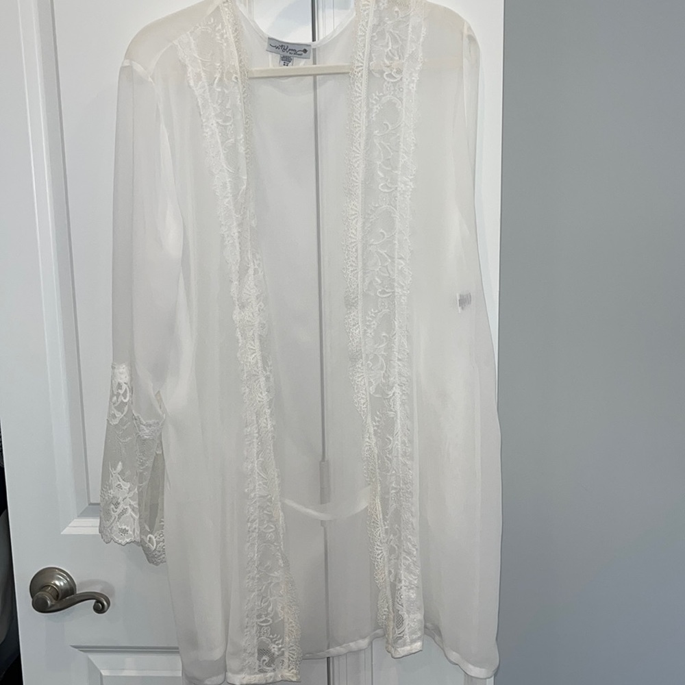 Bridal Robe with Lace Trim